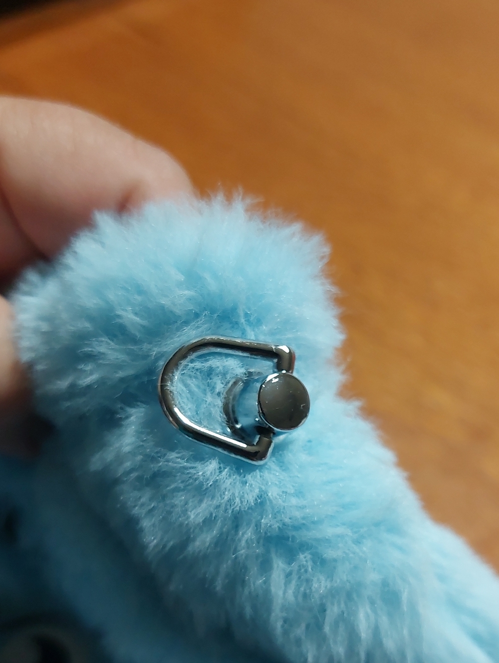 Plush Monster Face Blue Fuzzy Pouch - Picture 4 of 12